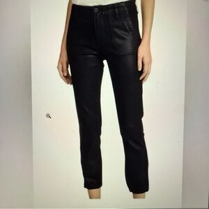 * PAIGE Mayslie Coated Jogger Pants‎ Black Size 27 Ankle Cargo Luxe